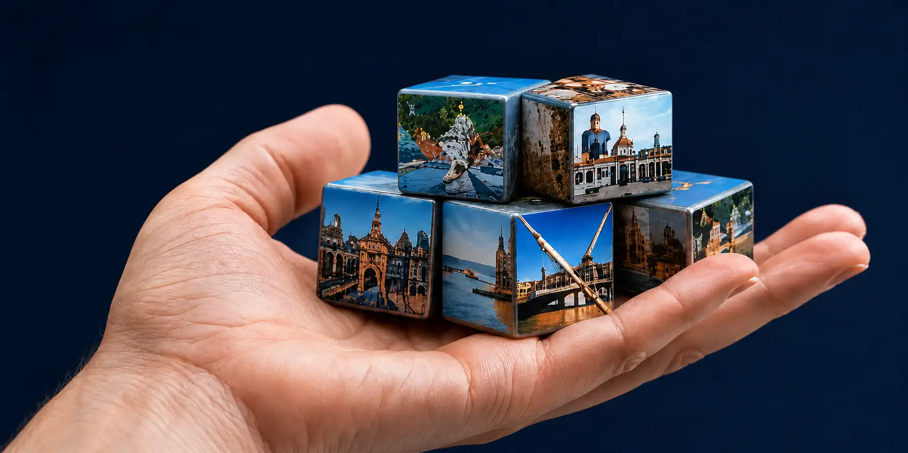 Avuç içinde fotoğraf baskılı manyetik küpler